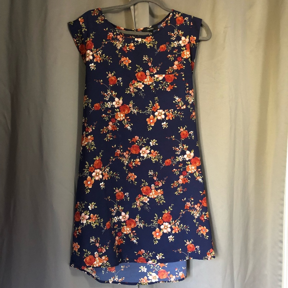 Flower pattern mini dress